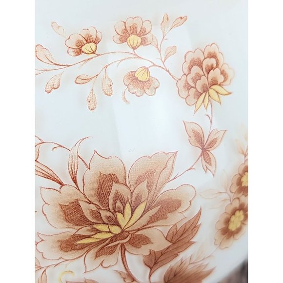 Vintage Frosted Glass Shade Ceiling Mount Lamp Retro Brown Floral Painted Light - Picture 5 of 9